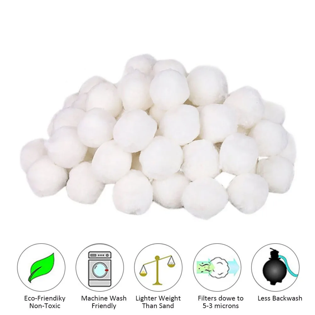 

700g White Filter Sand Quartz Filterballs High Strength Swimming Pool Cleaning Ball Lightweight Fiber Cotton Balls Cleaning Tool