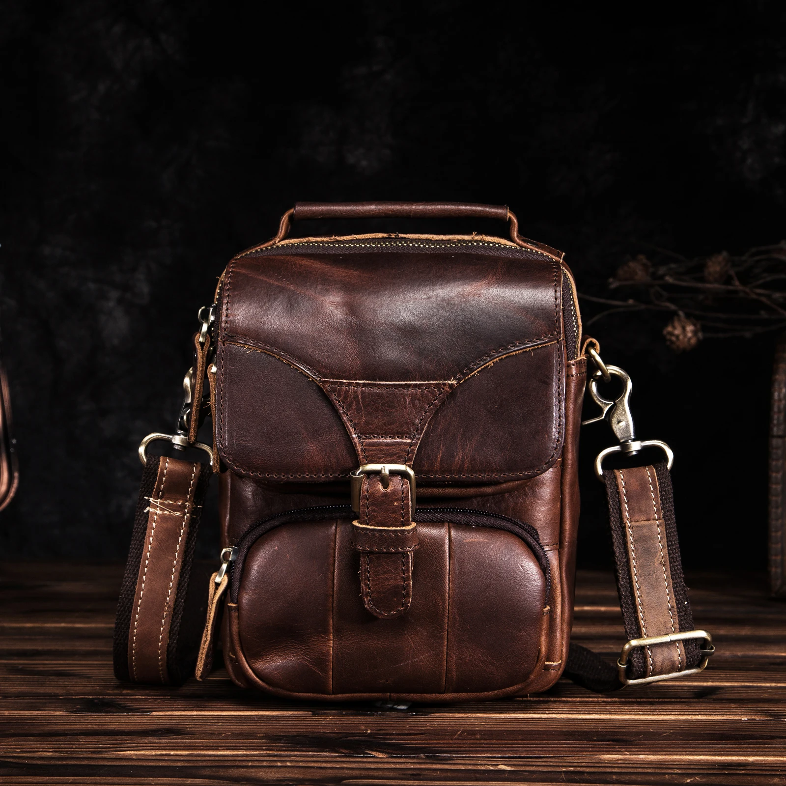 Оригинальная кожаная Мужская Дизайнерская Повседневная сумка на плечо для