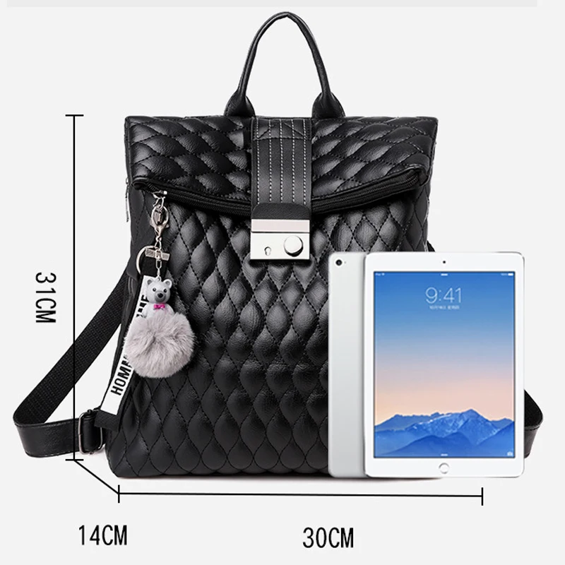 

Wholesale Backpack Ladies 2020 Winter Fashion Korean Soft Leather Anti-theft Backpack Bags Custom Made Rhombus Bag Student Brand