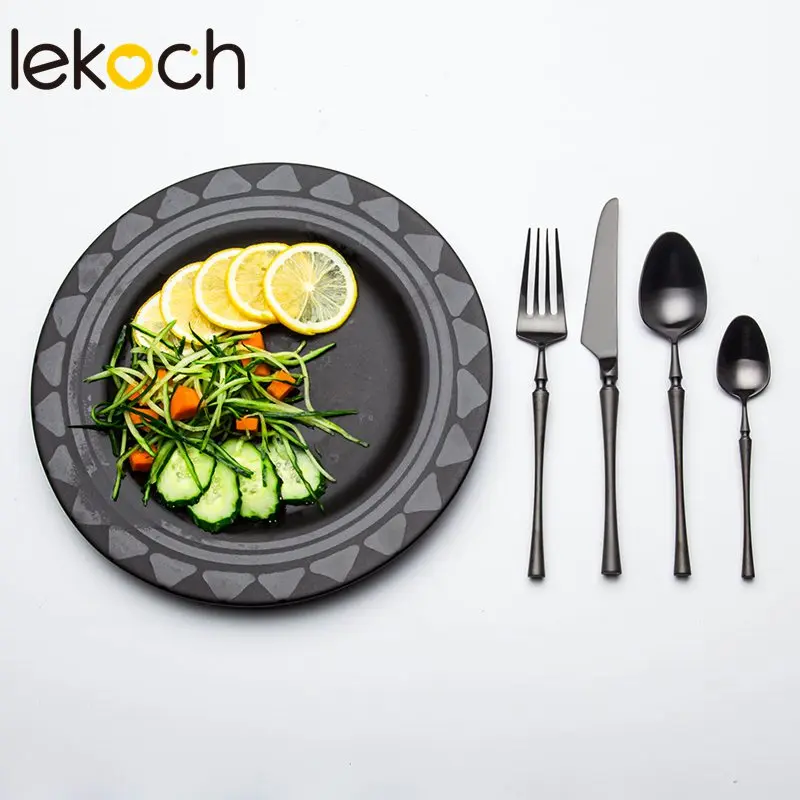 LEKOCH черный набор столовых приборов столовые приборы из нержавеющей стали