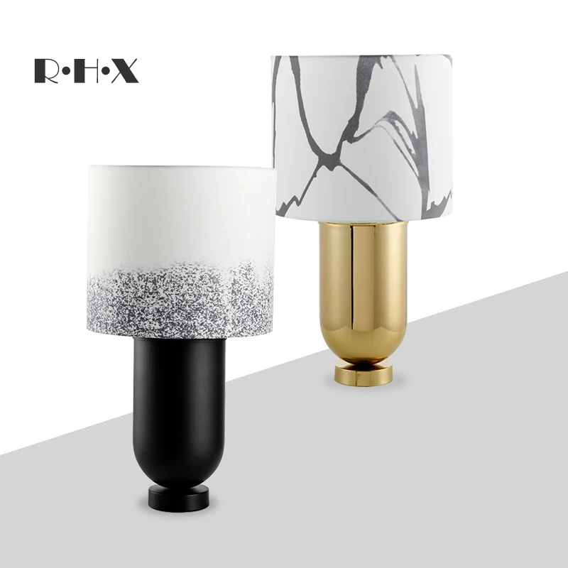 

Lamp Originality Personality A Living Room Bedroom Study Golden Light Luxurious Arts Bedside Cupboard Fabric Art Desk Lamp