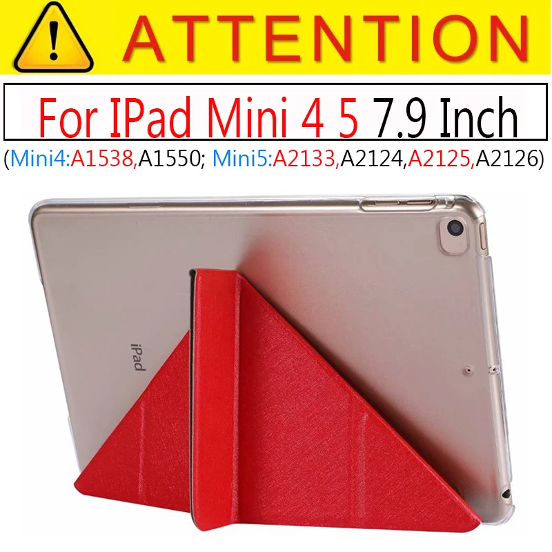 Mini 4 5 Red Умный чехол для ipad Mini4 ультра тонкий из искусственной кожи чехол+ PC полупрозрачный чехол для Apple ipad mini 4 3 2 1 7,9 дюймов - Цвет: Mini 4 5 Red