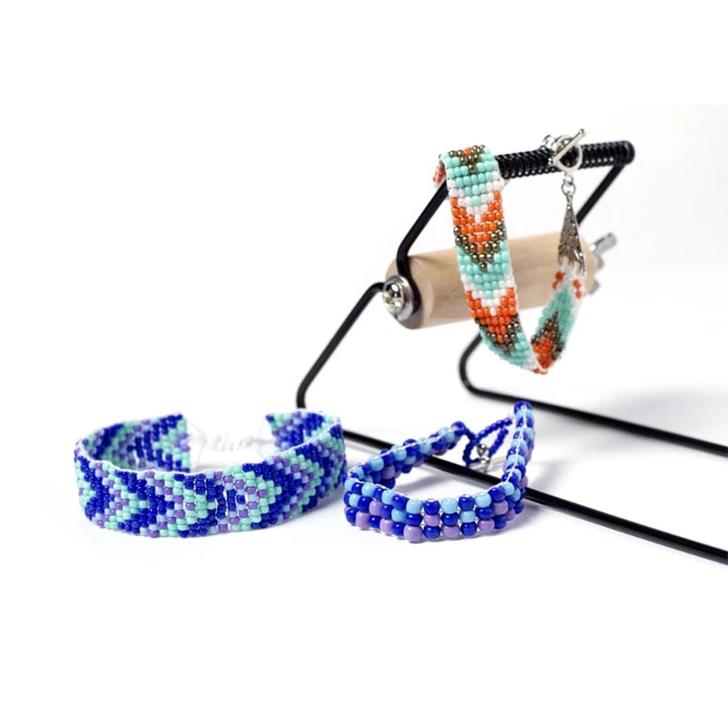 

Bead Loom Kit Beginner Knitting Necklace Bracelet Wooden Stainless Steel Woven Beaded Jewelry Bracelet DIY Hand Knitting