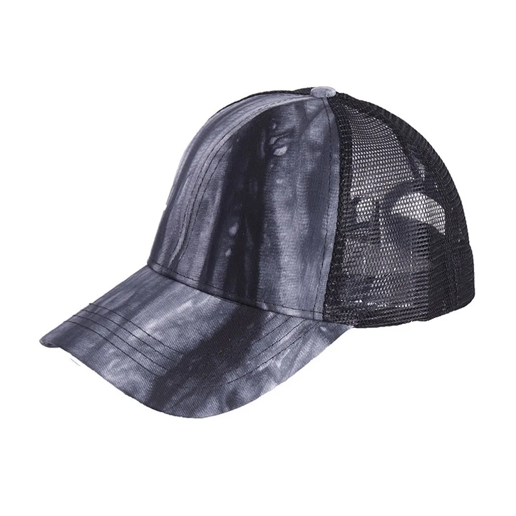 Adjustable Baseball Caps Tie-dye Print Ponytail Messy Trucker Plain Visor Cap Outdoor Unisex Curved Sun Hats L703 | Детская одежда и