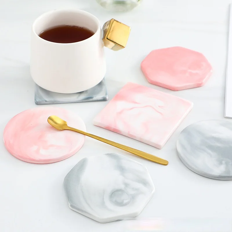 

Ins Marble-printed Cup Pad Creative Ceramic Cup Pad Candle Pad Tea-to-cup Accessories Dinning Table Decoration Placemat