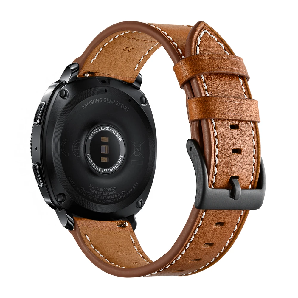 Ремешок UEBN кожаный для Samsung galaxy active 2/Gear S2 сменный спортивный браслет Huawei GT 2 42 мм 20