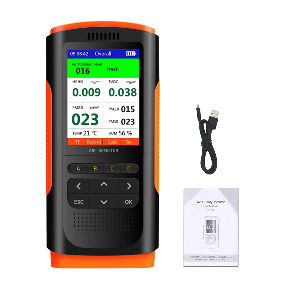 

Монитор HCHO TVOC с точным анализатором качества воздуха, профессиональный анализатор температуры и влажности для дома и офиса, ЖК-дисплей
