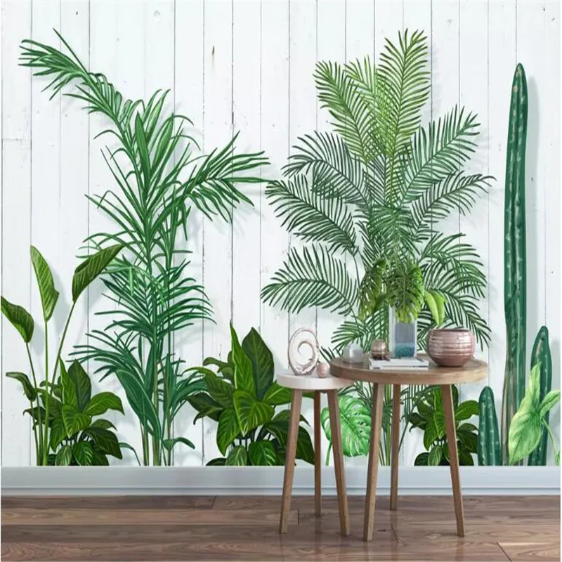 

xuesu Customized wallpaper 3d small fresh green leaf plant living room bedroom mural 8D waterproof wall covering