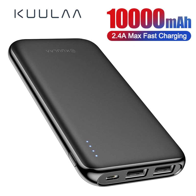 KUULAA, внешний аккумулятор, 10000 мА/ч, портативная зарядка, повербанк, двойной USB, тонкий внешний аккумулятор, зарядное устройство для Xiaomi Mi, 8, 9, iPhone, 8, X, XR
