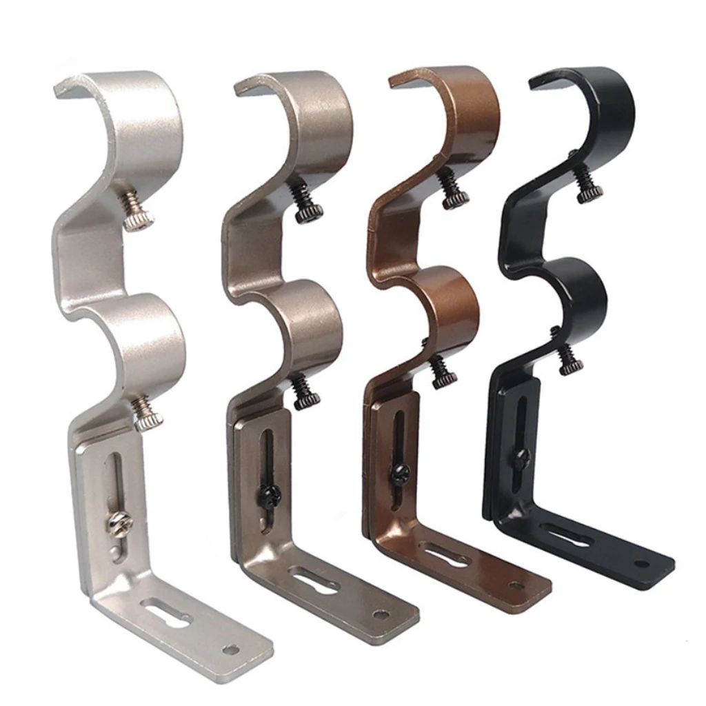 

3x Double Curtain Rod Wall Bracket Support Living Bedroom Drapery Pole Holders