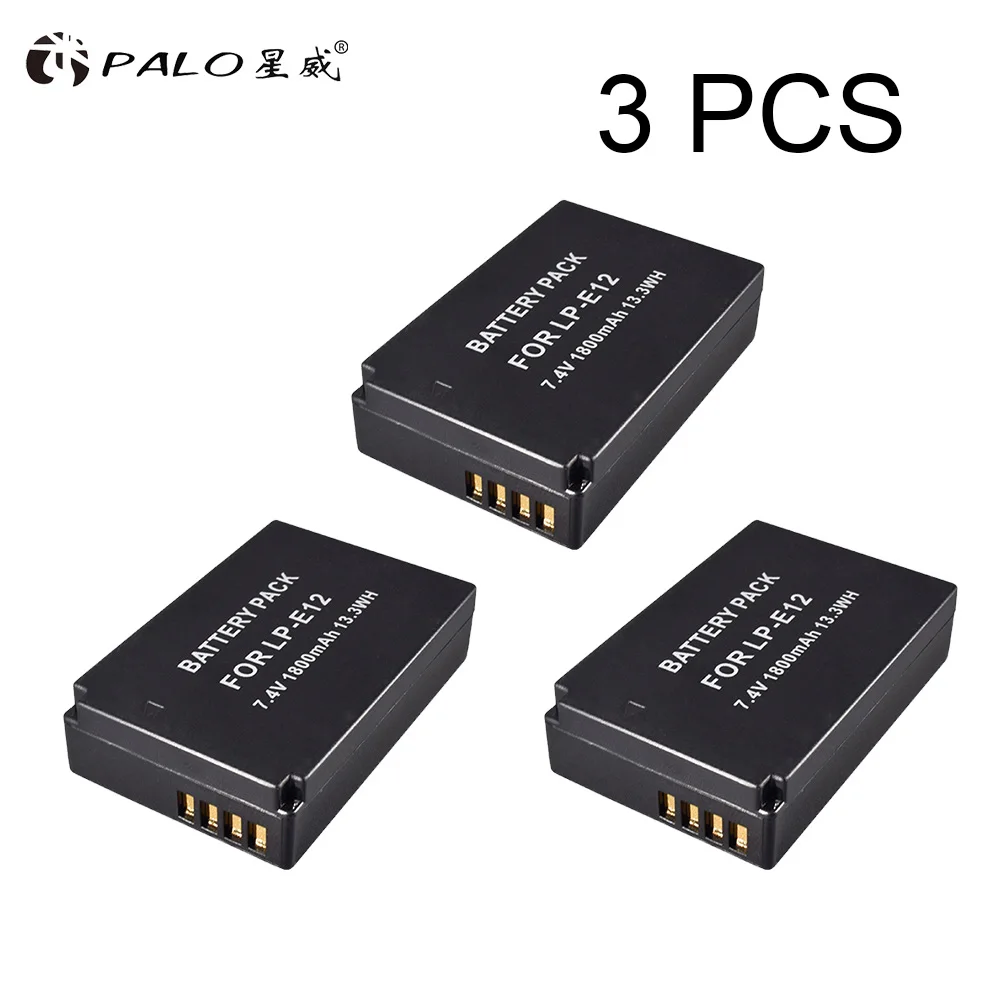 2 шт 1800mAh LP-E12 LP E12 LPE12 литий-ионная батарея+ lcd USB двойное зарядное устройство для Canon EOS M50, EOS M100, 100D Kiss X7 Rebel SL1 камеры - Цвет: 3pcs battery