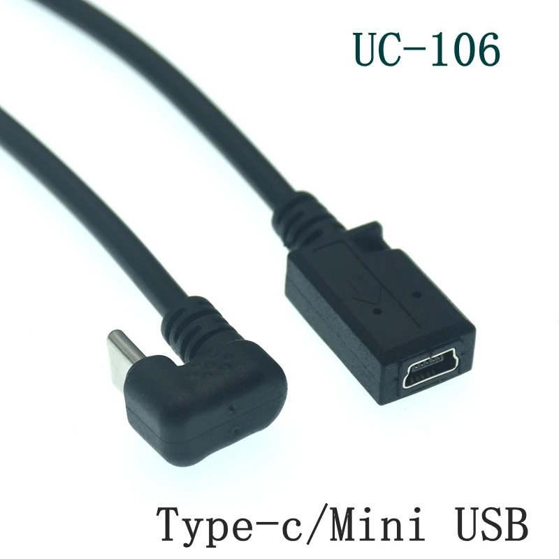 

180 Degree Up Down Angle USB 3.1 Type C Male to Micro Mini Type-B Female USB otg USB-C Charging And Data Converter Cable 25cm