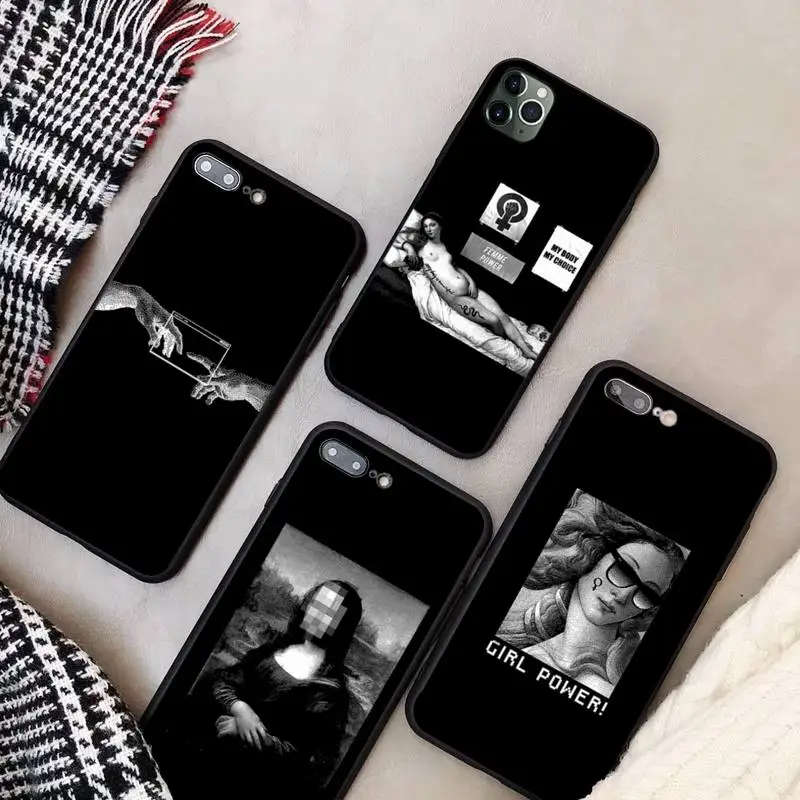 

Vintage Black Artistic Phone Fundas Coque for IPhone 11 12 Pro Max Case XR XS 7 8 Plus Cover Accessories