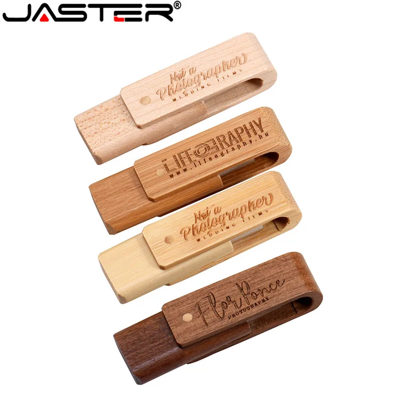 

JASTER 4 model Rotate Wooden usb flash drive 4GB 8GB 16GB 32GB 64GB usb 2.0 gift Free carve logo