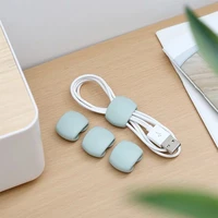 4pcs cable winder fashion simple round clip usb charger holder desk tidy organiser wire cord lead for desktop cable fixed