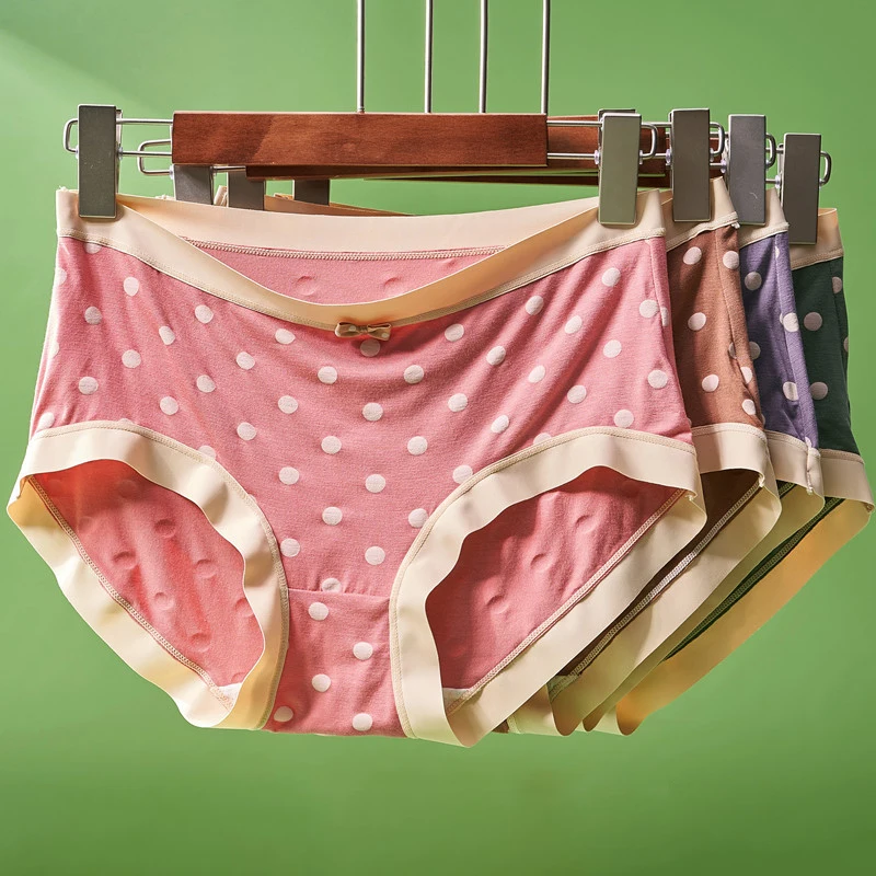 

Женские трусики, нижнее белье с растягивающейся планкой средней посадки, Женские сексуальные эластичные антибактериальные трусики в горош...