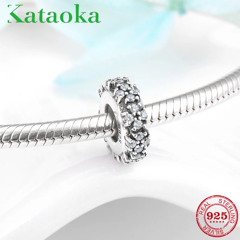 Очаровательные бусины из серебра 2018 пробы с кристаллами и фианитами Женские