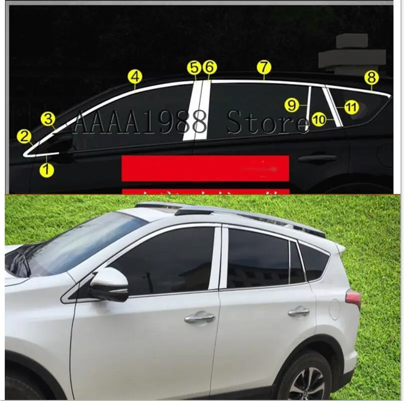 

Для Toyota RAV4 2014 2015 2016 2017 2018 нержавеющая сталь автомобильные окна центральные колонны столбики