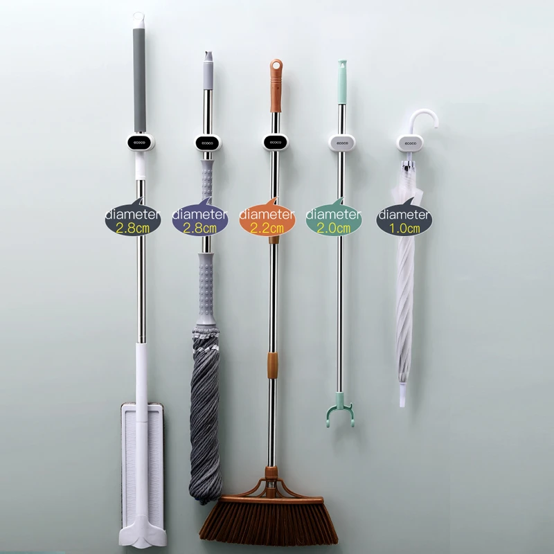 

Mop Holder Wall Mounted Broom Rack Household Adhesive Storage Umbrella Hanger Hook For Kitchen Bathroom Organizer