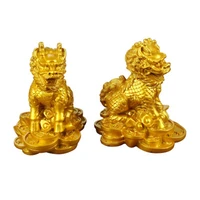 1 pair qi lin statue home decoration crafts house lucky office feng shui ornaments ylm3004