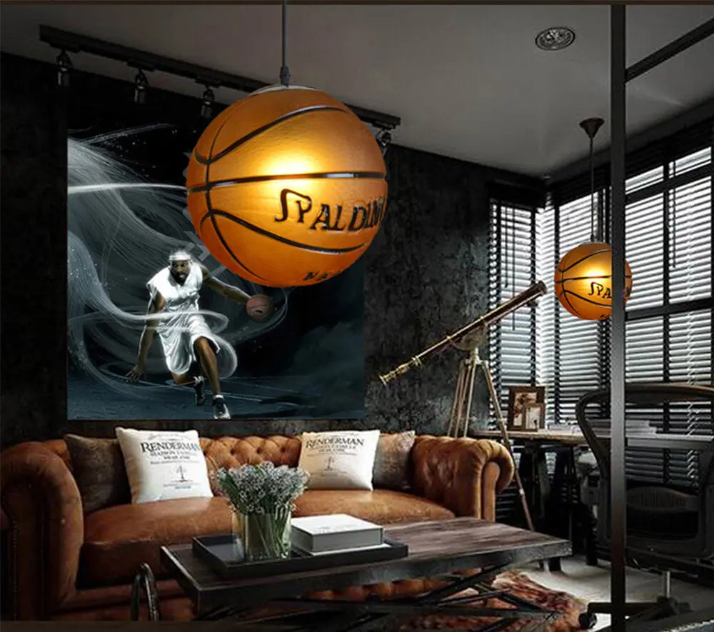 Современная светодиодная Подвесная лампа E27 для баскетбола люстра детской