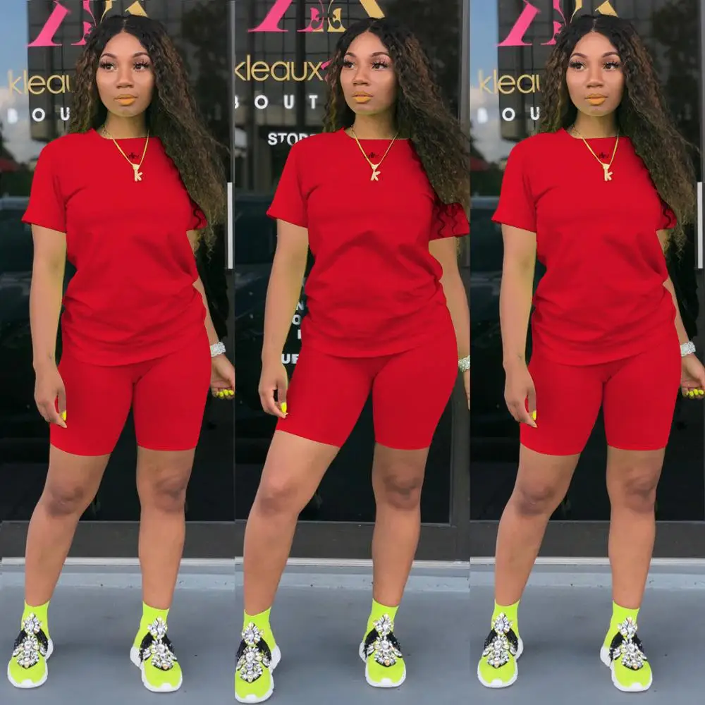 

Casual Fashion Printing Plus Size 2 Piece Set Mujer Summer Short Sleeve t shirt + Shorts Suit Two Piece Set Female