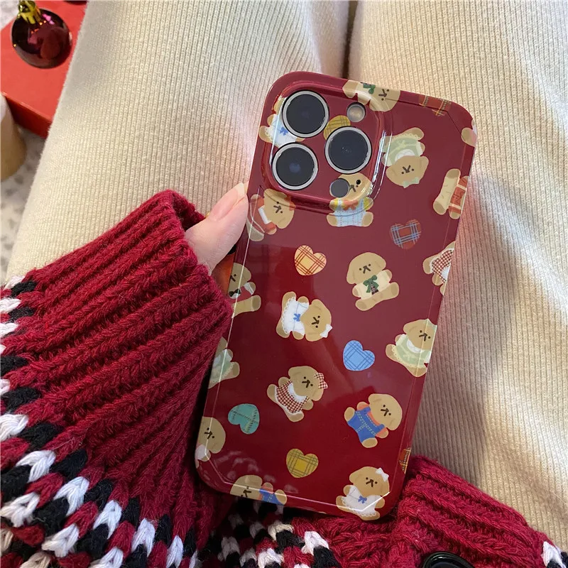 

ins Cartoon Bear Phone Case For iPhone 13 Pro Max Case iPhone 11 12 Pro X Xr Xs Max 7 8 Plus Cute Soft Shockproof Fundas