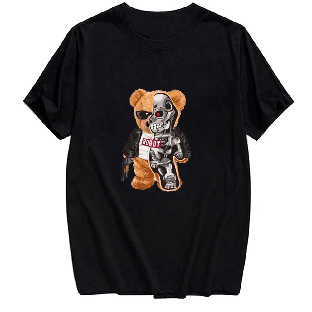 Футболка CLOOCL из чистого хлопка модная летняя футболка с медведем и роботом
