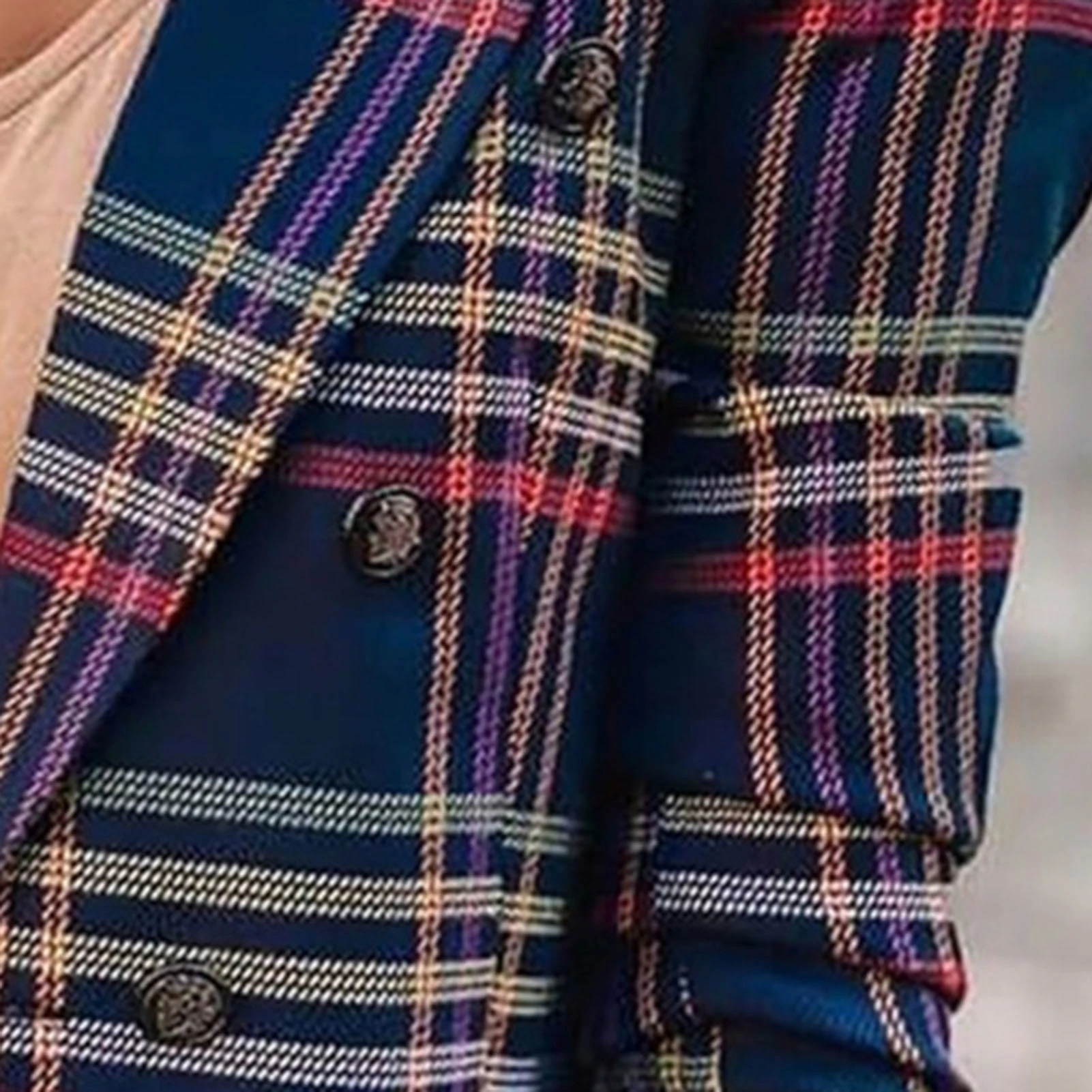 

Women Blazer Tops Spring Autumn chic Vintage Long Sleeve Lapel Coat Double-breasted Plaid Slim Blazer Jacket Coats Plus Size