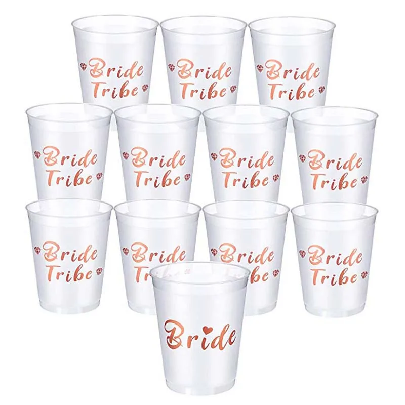 

1Pcs Bride 11Pcs Bride Tribe Cups Bride Bridal Shower Wedding Engagement Party To Be Hen Night Bachelorette Party Decor NW03