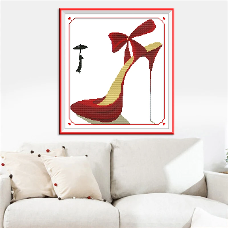 Радость воскресенье красный Обувь на высоком каблуке узоры для вышивания