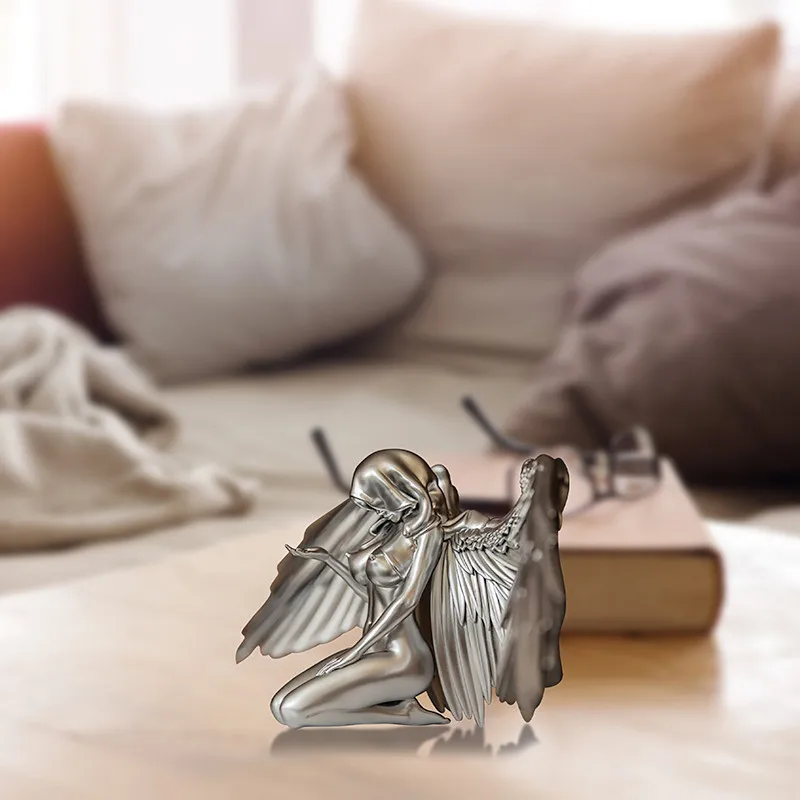 Художественный ангел женские крылья колени плащ шляпа статуя из смолы персонаж