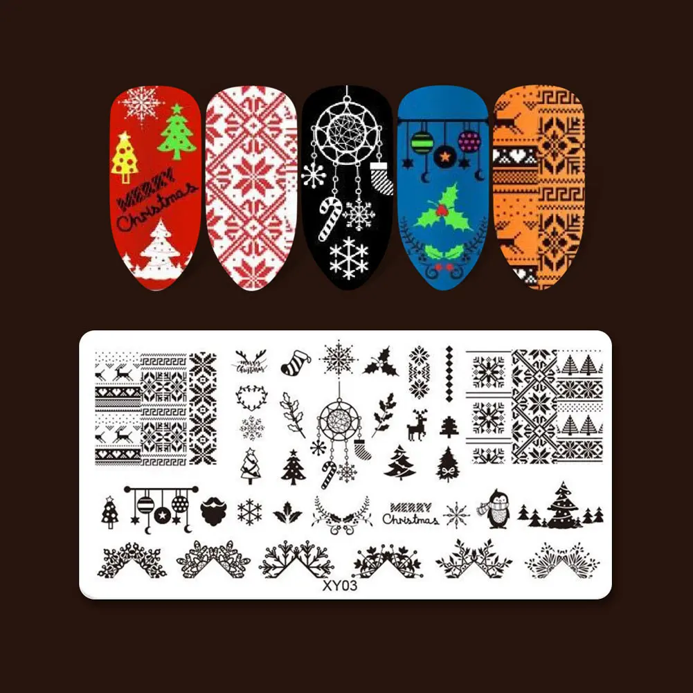 

8PCS Nail Art Stamping Plates Christmas Nail Art Templates Stamping Plate Design Flower Animal Glass Lace StampPlates Image