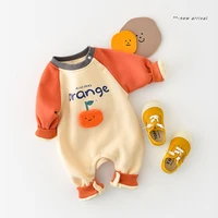 milancel 2021 winter baby clothes fur lining boys rompers fleece orange jumpsuits