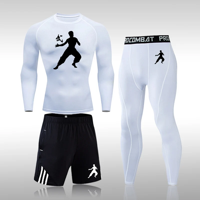 

Hot Sale 3 Pieces/Set Of Men's Track Suit Gym Fitness Compression Sports Suit Clothes Running Jogging Exercise Pantyhose