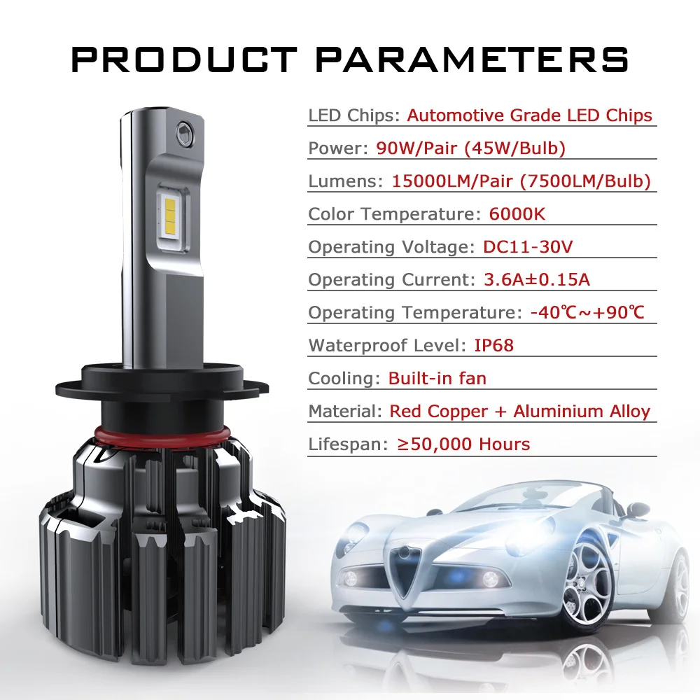 

NOVSIGHT LED Lampada H11 H7 H4 Car Headlight Bulbs 15000LM 90W Lamp 9005 HB3 9006 HB4 H8 H11 LED Fog Lights Bulb Car Accessories