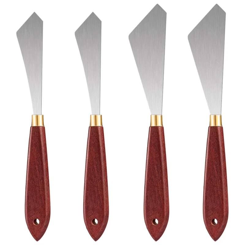 

4Pcs Painting Knife Set Painting Mixing Scraper Stainless Steel Palette Knife Painting Art Spatula with Wood Handle