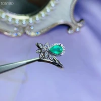 fashion silver emerald ring for girl 4mm6mm natural emerald silver ring 925 silver emerald ring for daily wear