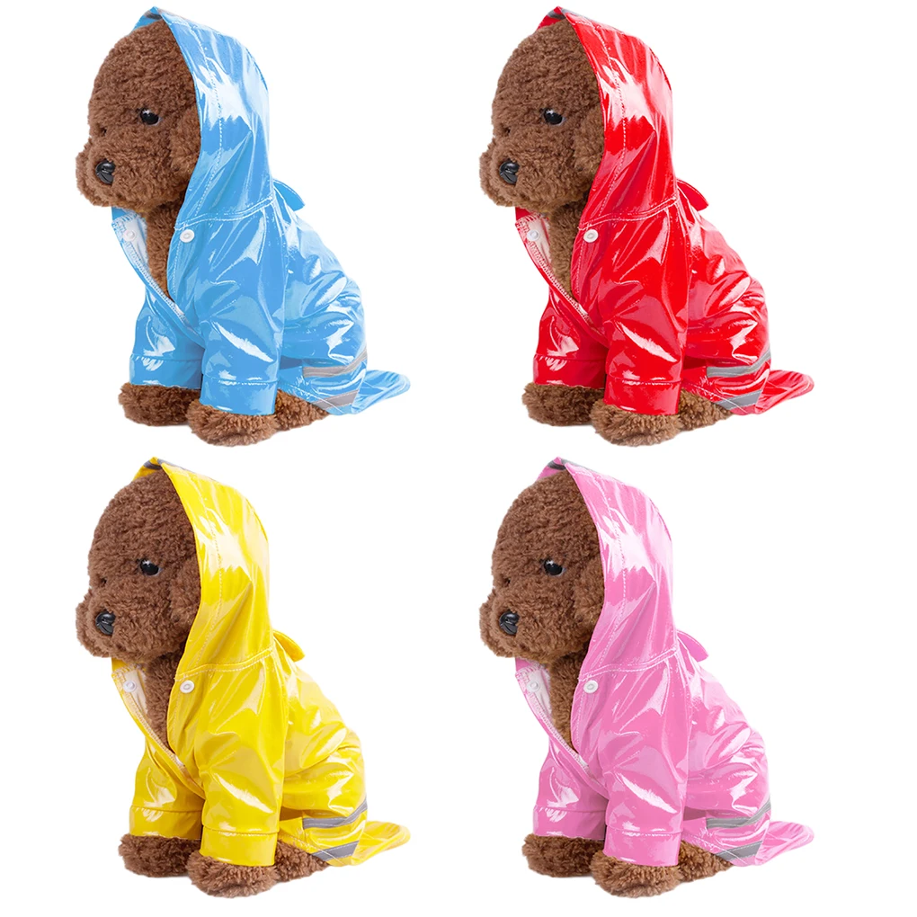 

PU Leather Pet Raincoat Reflective Hooded Windproof Waterproof Pet Clothes