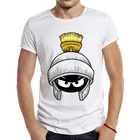 Новинка 2021, модная мужская футболка с рисунком Марвина, марсианского эскиза, топы с коротким рукавом, хипстерские футболки с принтом