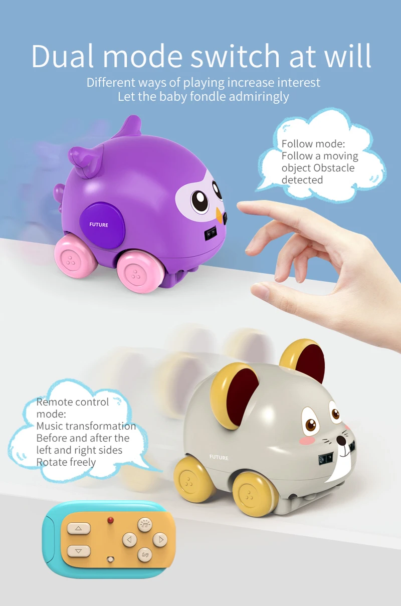 Миниатюрный автомобиль с мультяшными животными и подсветкой Музыка индукция