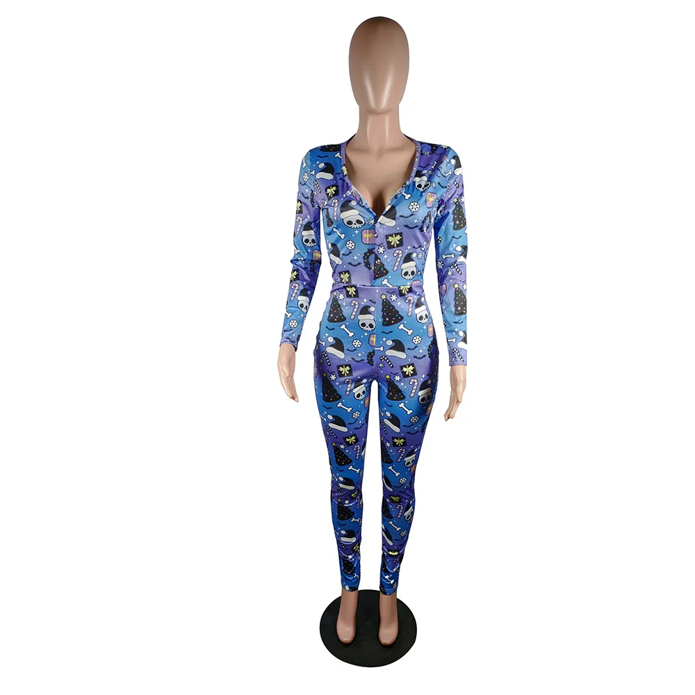 Женский комбинезон на пуговицах повседневный осенний клубный с длинным рукавом