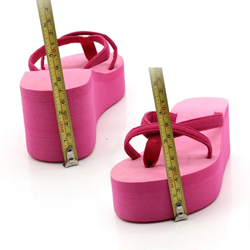 

DIHOPE Platform Sandals Women High Heel Zapatillas Summer Shoes Straped Slippers Beach Flip Flops Solid Slides Women