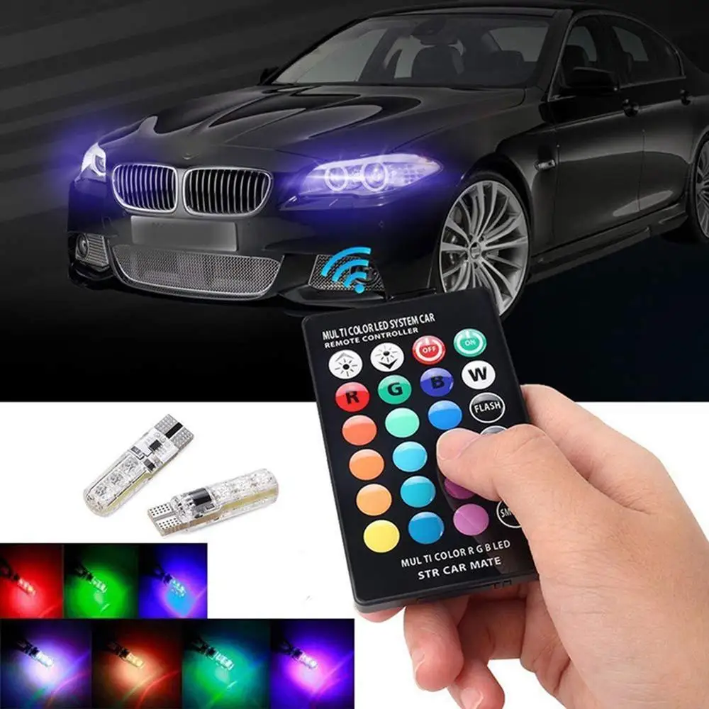 2 шт. T10 W5W светодиодный светильник RGB с пультом дистанционного управления 194 168 501