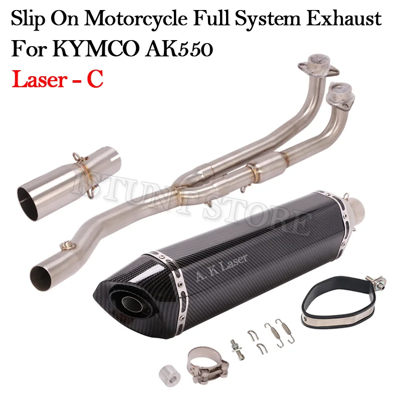 570MM Full System Slip On For KYMCO AK550 AK 550 Motorcycle Exhaust Modified Escape DB Killer Muffler Front Mid Middle Link Pipe - - Racext 33