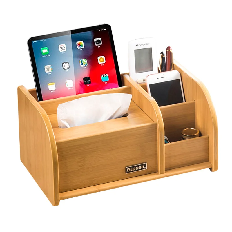 

Wooden Tissue Box Office Desk Storage Simple Multifunctional Pen Holder