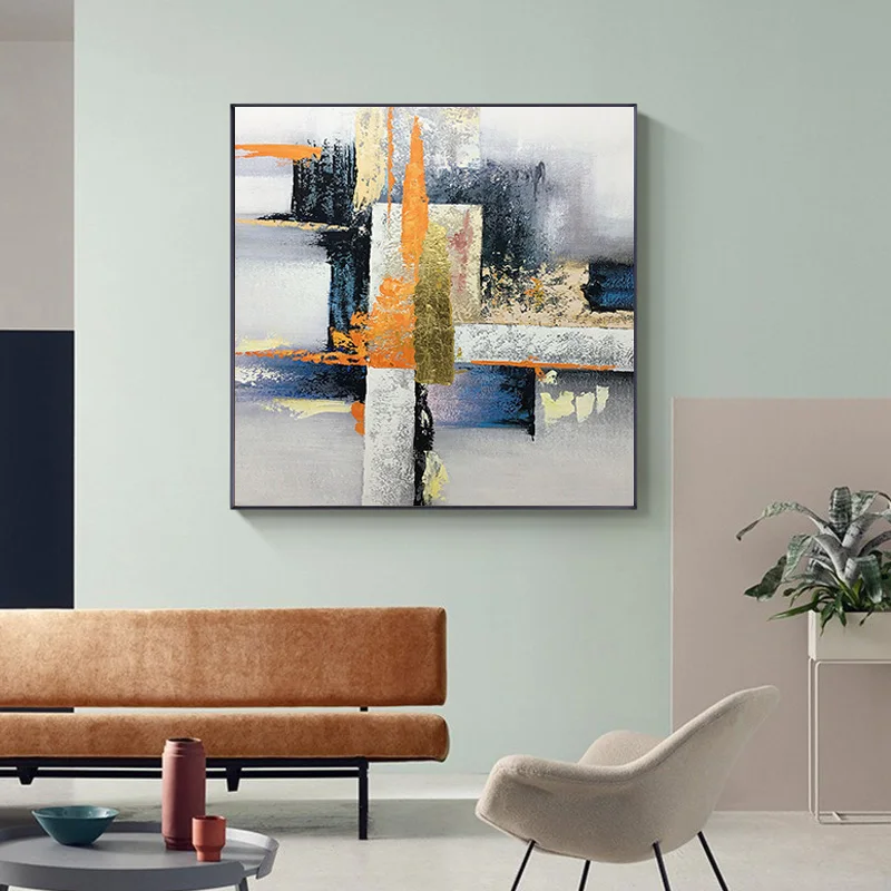 Абстрактная Золотая живопись маслом напечатанная на холсте акварель плакаты и