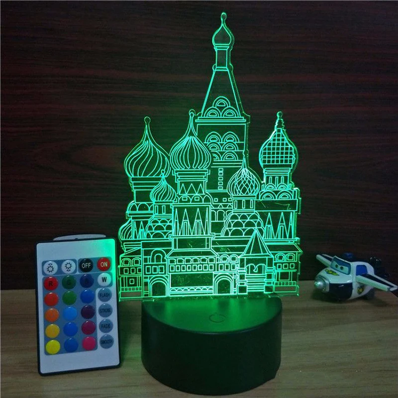 Креативный 3D ночной Светильник с замком деревянный по индивидуальному заказу