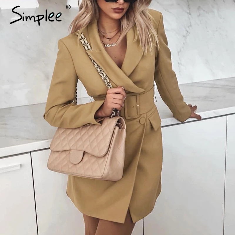 Женский винтажный двубортный блейзер Simplee офисные женские пальто цвета хаки с