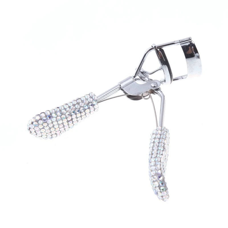 

Rhinestone Eyelash Curler Shining Silver Handle Eye Curling Eyelash Curler Clip Beauty Tool